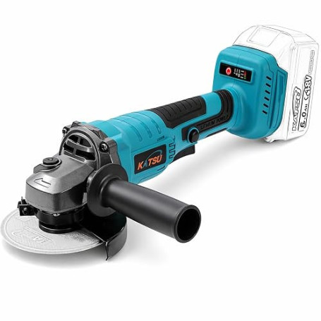 Meuleuse d'Angle sans Fil Brushless 21V KATSU FIT-BAT, 115mm avec Moteur sans Balais pour Couper Polir le Meulage, 3 Vitesses, P