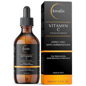 Krealis •100ml• Vitamine C Serum Visage avec Acide Hyaluronique, Niacinamide, Vitamine E, Serum Visage, Anti-Taches, Anti-Imperf