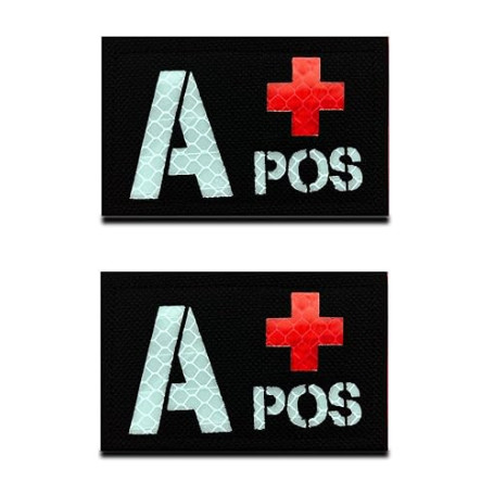 Lot de 2 patchs réfléchissants A+ POS Positive Medic EMT - Découpe laser - Durables - Crochet et boucle - Patch militaire tactiq