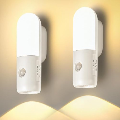 Veilleuse Rechargeable 2000mAh Lampe LED Detecteur de Mouvement Interieur 3000K 4000K 6000K Graduable Spot Eclairage Detection A