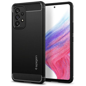 Spigen Rugged Armor Coque pour Samsung Galaxy A53 5G - Noir Mat | Finition élégante en fibre de carbone et grip latéral, Technol