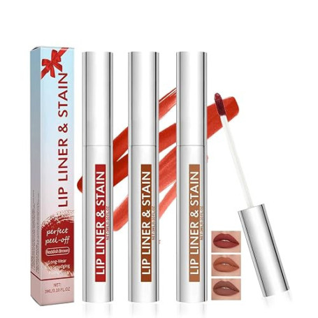 3PCS Crayon à Lèvres Peel Off Set,Encre à Lèvres Longue Tenue,Waterproof & Sans Transfert,Contour Lèvres Haute Pigmentation pour
