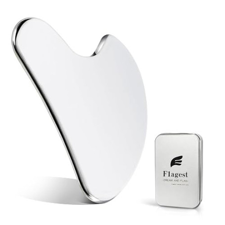 Flagest Gua Sha en Acier Inoxydable Visage, Guasha Pour Visage Metal | Outil de Massage, Effet Rafraîchissant Naturel, Pour Scul