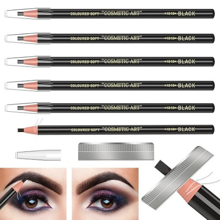 6Crayons Noirs Iimperméables à l'eau Pour Sourcils Kit De Fournitures Pour Tatouage Et Microblading Crayons à Sourcils Permanent