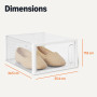 Amazon Basics - Lot de 12 boîtes de rangement empilables et pliables pour chaussures, taille L, Transparent