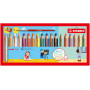 STABILO woody 3in1 - Crayon de couleur - Etui carton x 18 crayons de coloriage + 1 taille crayon + 1 pinceau rond taille 8 - don