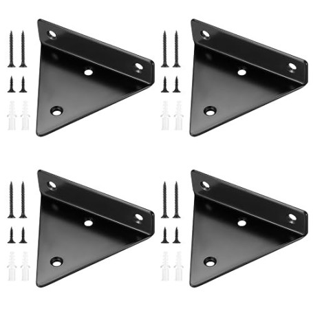 4 Pièces Supports d'étagère Flottants, Supports à Tablettes Muraux Triangulaires Invisibles, Equerre Etagere Murale Métal pour é