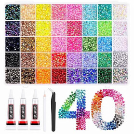 QSMGD Bedazzling Kit, 32000 Pierres en Résine 3 mm, 40 Couleurs Jelly | Strass à Coller, Dos Plat,pour Nail Art, Décoration, Cha