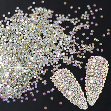 Sularpek 1440 Pièces Strass Ongle Nail Art, 2mm Cristal AB Strass Gemmes Nail Art, Visage, Décorations et Accessoires pour les O