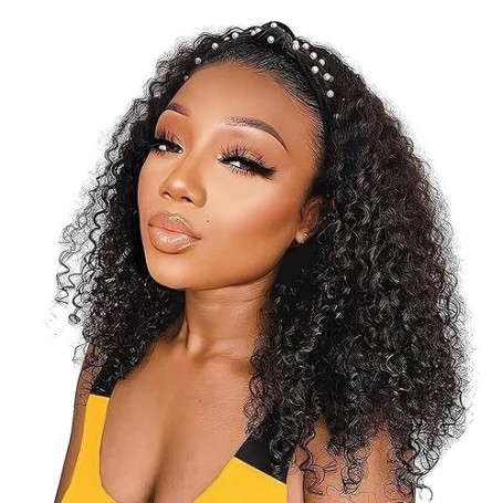 Perruque Bandeau Bresilienne Cheveux Humains Headband Wigs Noire 16 Pouces | Perruque Brésilien Cheveux Humains Naturelle 150% D