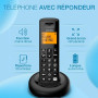 ALCATEL E260 S. Voice - Téléphone Fixe sans Fil DECT avec Répondeur - Design Compact - Grand Écran Rétroéclairé - Mains Libres -