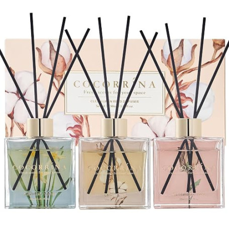 COCORRÍNA Diffuseur Parfum Maison, 3 x 90ml avec 24 Diffuseur Bâtonnets Diffuseur de Parfum, Decoration pour Chambre, Salon, Sal