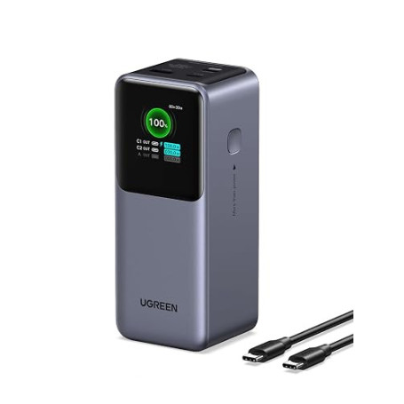 UGREEN Nexode Pro 130W Batterie Externe 20000mAh Power Bank USB C PD 100W | Charge Rapide, 3 Ports 2C1A, Écran TFT, Chargeur Por