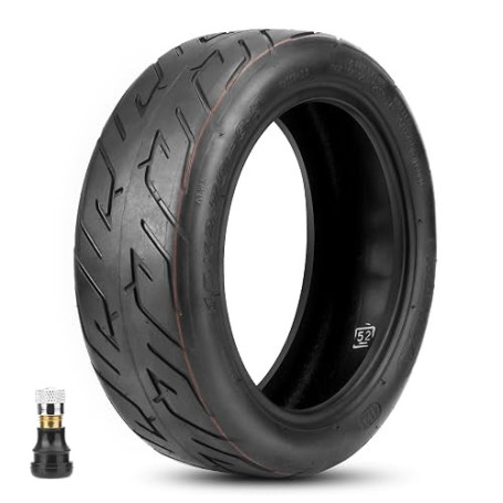 Amitor Pneu Sans Chambre à Air 10x2.70-6.5 avec Valve, 10x2.70-6.5 Pneu Tubeless 10 Pouces avec Anti-Usure, Adhérence Supérieure