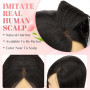 Elailite Hair Topper Cheveux Naturel Volumateur Capillaire Femme a Clip Frange Latérale Humain (Handmade Base 8cm*11.5cm) 27g 25