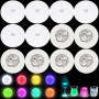 Lot de 12 autocollants ronds multicolores LED pour éclairage d'ambiance | 6 lumières multicolores 6 lumières blanc froid Batteri
