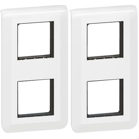 Legrand - Plaque Mosaic avec support pour 2 x 2 modules montage vertical - blanc (Lot de 2)