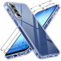 ivoler Coque HD Clair Anti-Jaunissement pour Samsung Galaxy A18 / A17 avec 2 Pièces Verre Trempé, Militare Étui de Protection Tr