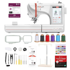 PooLin EOC05 embroidery machine - Machine à broder électronique – Écran tactile LCD 7″, cadres 10×10 cm et 10×23,5 cm, import de