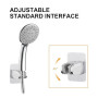 Ibergrif Support Pommeau de Douche Sans Perçage, Support Douchette | Universel, Réglable 45°, Chromé Accroche Pommeau de douche,