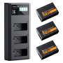 K&F CONCEPT LP-E17 Batterie et LCD Chargeur à Trois Slot 3 x 1250 mAh | Compatible avec Canon EOS R100 R50 RP R10 R8, Powershot