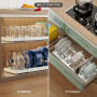 Magheo 2 Pièces Rangement Casserole Cuisine, Extensible Range Couvercle avec 9 Séparateurs Réglables, 32-57CM Porte Support Couv