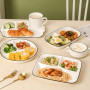 OnePine Assiette Compartiment Adulte Céramique, Assiette de Controle des Portions, Assiette Divisée en 3 Regime, pour Salade, De