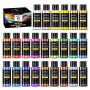 ARTFLY peintures acryliques métallisées, 24 couleurs métallisées en flacons de 60 ml, peinture acrylique, pigments riches, idéal