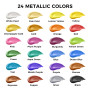 ARTFLY peintures acryliques métallisées, 24 couleurs métallisées en flacons de 60 ml, peinture acrylique, pigments riches, idéal