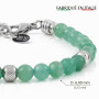 10:10 Bracelet avec pierres d'Aventurine naturelle diamètre 6 mm, perles diamantées en acier inoxydable hypoallergénique, bracel