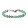 10:10 Bracelet avec pierres d'Aventurine naturelle diamètre 6 mm, perles diamantées en acier inoxydable hypoallergénique, bracel