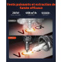VEVOR Extracteur de Fumée de Soudure, 280 W, Absorbeur de Fumée de Soudage sans Balais, Aspiration 459 m³/h, Filtre 4 Étages, 10