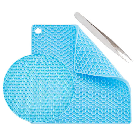 GORGECRAFT 2 Styles Silicone Doming Mat Rond Carré Résine Doming Tapis Résistant à la Chaleur Synthétique Caoutchouc Nid d'abeil