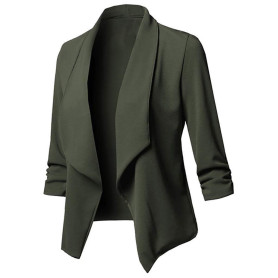 IQYU Blazer Femme Sportif Court : Veste Femme Noir Blazer d'affaires Manches 3/4 Vestes Blazer Grandes Tailles Veste d'été Légèr
