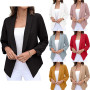 Tomwell Blazer Femme Élégant à Manches 3/4 Slim Fit OL Travail Bureau Affaires Veste Chic De Costume Revers Devant Ouvert Mantea