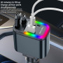 Chargeur Voiture Rétractable 5 en 1 Allume Cigare USB C avec Projection d'Étoiles, Câble de Charge (C+L) pour iPhone/Samsung Gal
