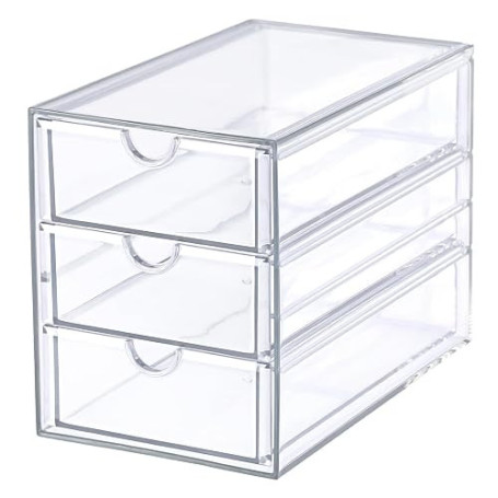 SUMTree Organisateur de Tiroirs Boîte de Rangement en Acrylique - 3 tiroirs | Transparente, Organisateur d'accessoiresde coiffur
