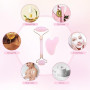 VEGCOO Quartz Rose Rouleau Gua Sha Kits, Jade Roller Visage et Pierre de Guasha, Massage pour Visage Cou Corps Muscles