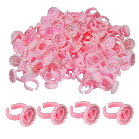 100Pièces Colle Bagues, Support Colle à Cils, Bague Colle Extension de Cils | Tasses à Anneaux Colle, Bague Cil, Jetables Anneau