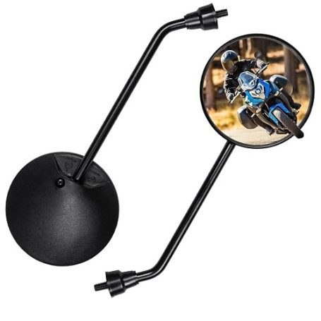 Rétroviseurs Latéraux de Moto M8 Universels avec E9-Homologué, 1 Paire Rond Rétroviseurs Moto Boulons Fileté 8mm spour Moto ATV