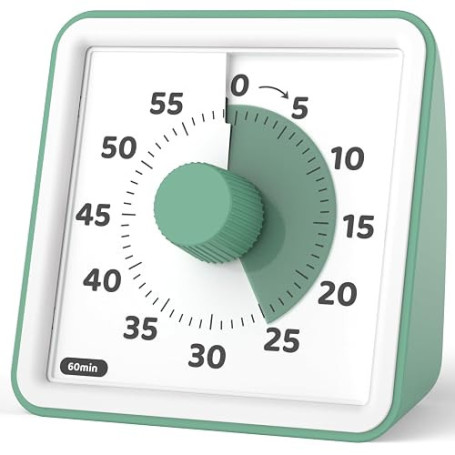 LIORQUE Minuteur Visuel 60 Minutes, Compte a Rebours Silencieux sans Tictac | Pause 3s, Sans Tictac, Alarme 3 Niveaux, Aimante,