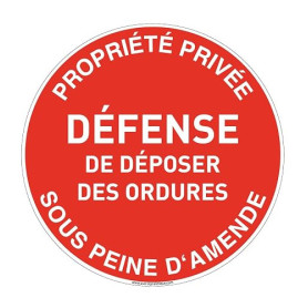 AUA SIGNALETIQUE - Panneau De Signalisation Circulaire en PVC 1.5 mm (Ø 170 mm, Défense De Déposer Des Ordures)