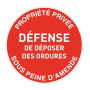 AUA SIGNALETIQUE - Panneau De Signalisation Circulaire en PVC 1.5 mm (Ø 170 mm, Défense De Déposer Des Ordures)