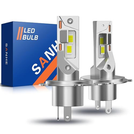 SANHE Ampoules H4 LED pour Voitures et Moto, 20000LM 6500K Blanche H4/9003/HB2 Lampes Remplacement pour Halogènes, Aucun Adaptat