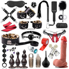 Sex Toys Couple Kit BDSM,Bondage 30 Pièces avec Menottes Sexy Érotique et Accessoires de Bondage pour Jeux Sexuels Adultes