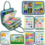 BONNYCO Busy Board Montessori de Feutre. Jouet Montessori Educatif, Malette Busy Book Motricité Fine. Jouets d'Activité et de Dé