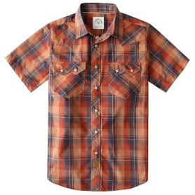 Dubinik® Chemise Homme Manches Courtes Bouton Pression Léger Carreaux Vintage Western Cowboy 2 Travail Poche