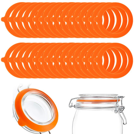 BORISCA 35 PCS Joint Bocaux, 95×70mm Joint de Bocal en Silicone Caoutchouc Bocaux à Bonbons Remplacement pour Couvercle à Pince 