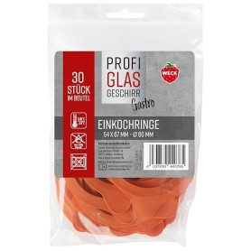 Weck 76133 Lot de 30 anneaux en caoutchouc 54 x 67 mm Ø 60 mm (joints d'étanchéité en caoutchouc, bocaux de conserve), Orange