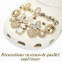 AYZDJ Lot de 20 breloques de chaussures pour sabots, décorations de chaussures en métal avec strass scintillants pour femmes et